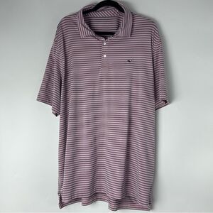 VINEYARD VINES Men's Pink and Navy Striped Perfomance Golf Collared Polo sz XXL